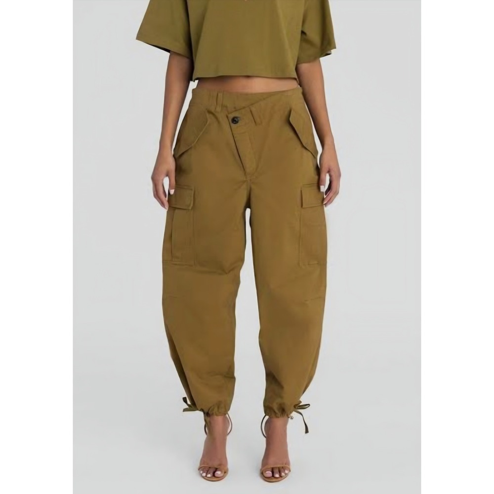 KBB Kahlana Barfield Brown Target Tan Cargo Pants Asymmetric Waist Women XL NEW - Picture 3 of 8